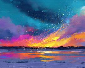 sunset over the sea | Sunset Splatter Over Water