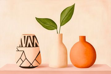 Moderne vazen met planten - minimalistisch van Poster Art Shop