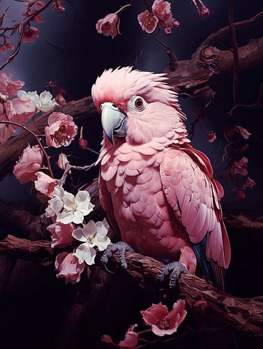 Olieverfschilderij met vogels Print