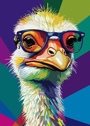 Struisvogel Pop Art Stijl