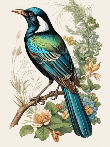 Elegante blauwe vogel