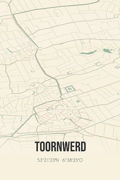 Vintage landkaart van Toornwerd (Groningen) van Rezona