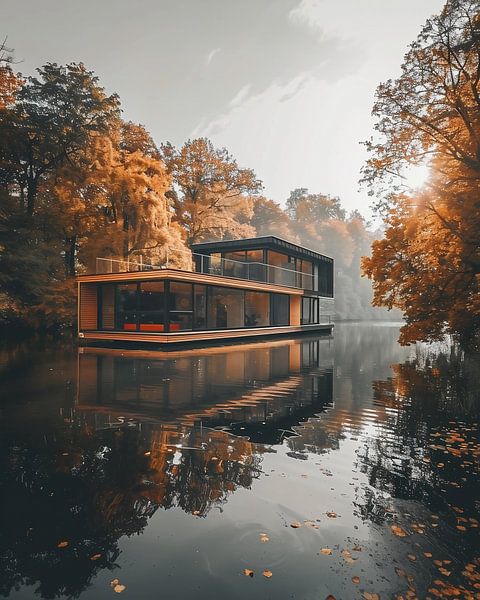 Zonsopgang boven woonboot van fernlichtsicht
