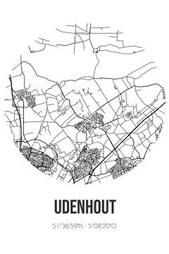 Udenhout (Noord-Brabant) | Karte | Schwarz und Weiß von Rezona