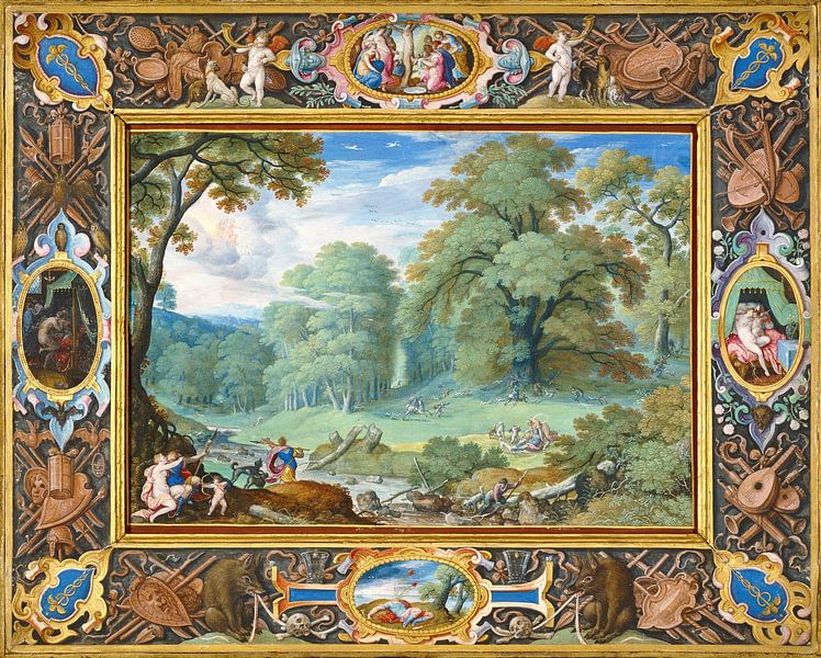 Landschaft mit der Geschichte von Venus und Adonis, Hans Bol von Meisterhafte Meister