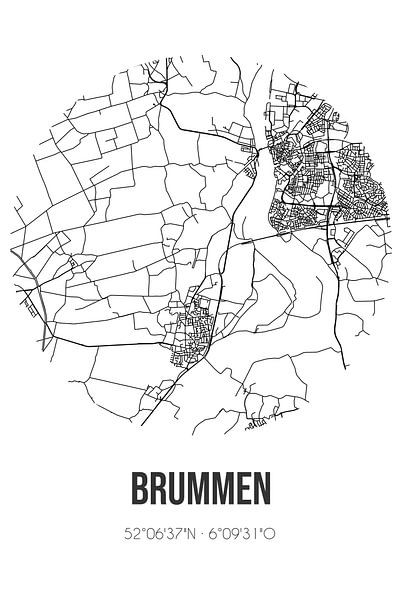 Brummen (Gelderland) | Map | Black and white by Prints of Place