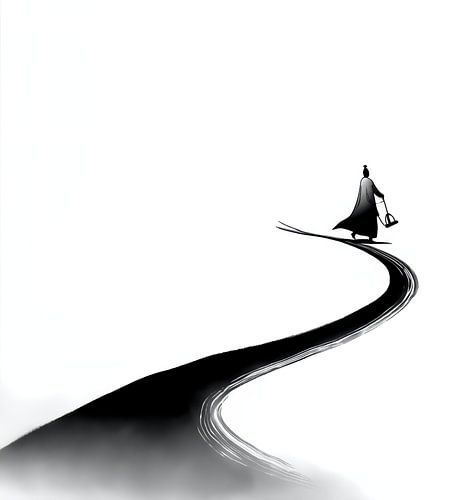 Wandelaar met lantaarn op het levenspad