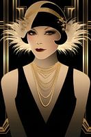 Art Deco bedel in zwart en goud #4