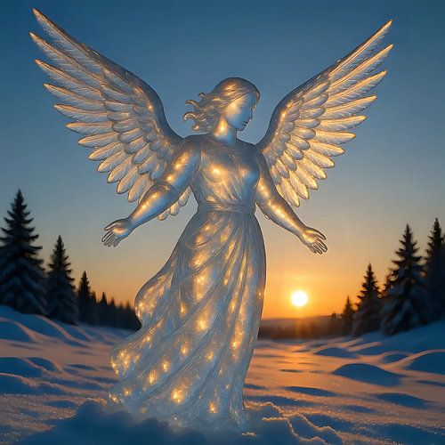 Lumière des ailes sur tapis blanc