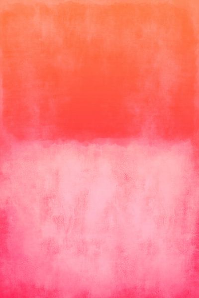 Farbblöcke in Neonorange, leuchtendem Pink und Weiß. Abstrakt in Pastellfarben von Dina Dankers
