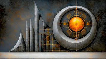 Gloeiende cirkel van geometrie van Klaus Tesching - Art-AI
