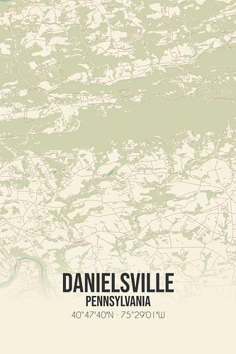 Vintage landkaart van Danielsville (Pennsylvania), USA.