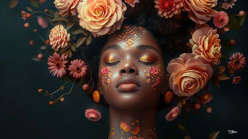 afrikaanse vrouw met bloemen