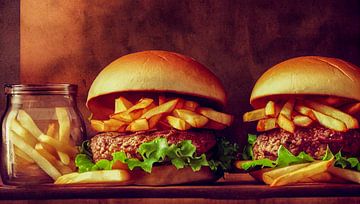 Illustration de l'art du burger et de la frite sur Animaflora PicsStock