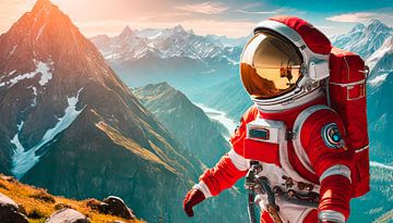 Ruimtepak in rood Astronaut van Mustafa Kurnaz