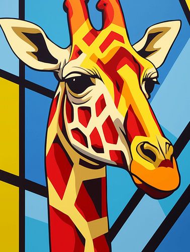 Giraffe colourful portrait graphic modern animal Africa colourful