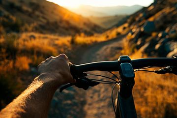 Fietsen bij zonsondergang van Poster Art Shop
