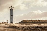 Storm bij de Noordwijkse vuurtoren van Dick van Duijn thumbnail