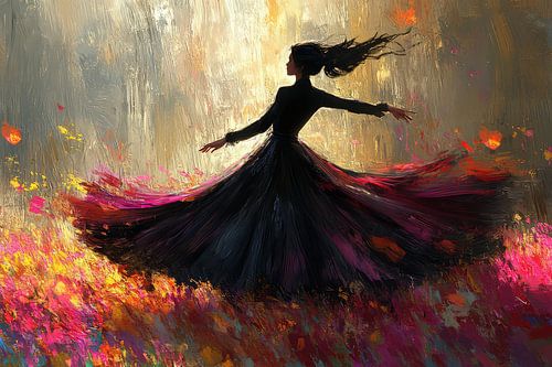 schilderachtig spiritueel beeld van dansende vrouw