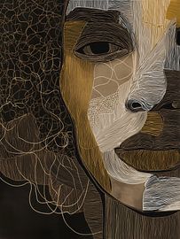 Weibliches Gesicht in Linien von Wall Wonder