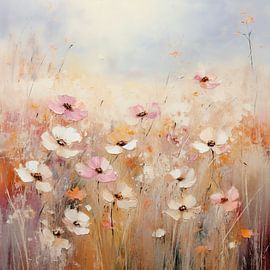 Bloemenveld roze wit pastel