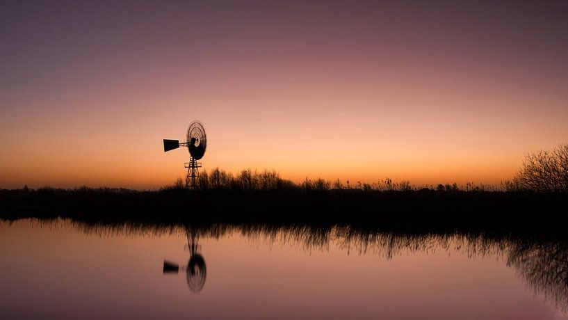 Fries Reed Landscape at Sunrise: Poetic Reflections of a Wind Motor by Hevonax Photography