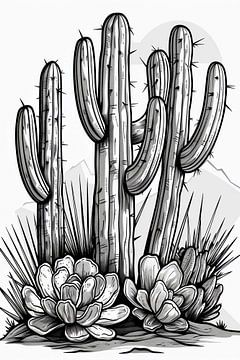 Croquis de cactus sur haroulita