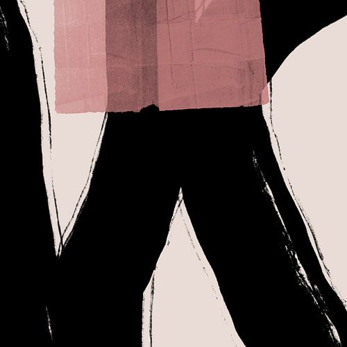 Abstract minimalistisch wabi-sabi. Zwarte inktlijnen nr. 6