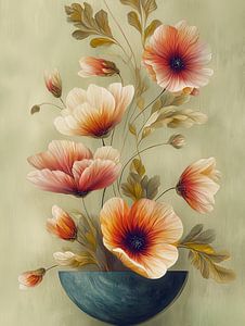 Blumen auf abstraktem Topf