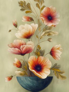 Blumen auf abstraktem Topf von Bert Nijholt