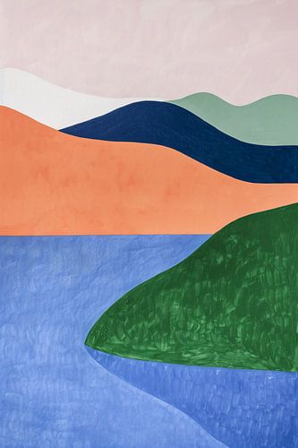 Minimalistisch landschap met serene kleuren