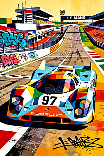 Porsche on the track – Pop Art