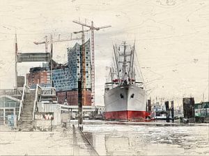 Hamburg, Elbphilharmonie und Museumsschiff Cap San Diego