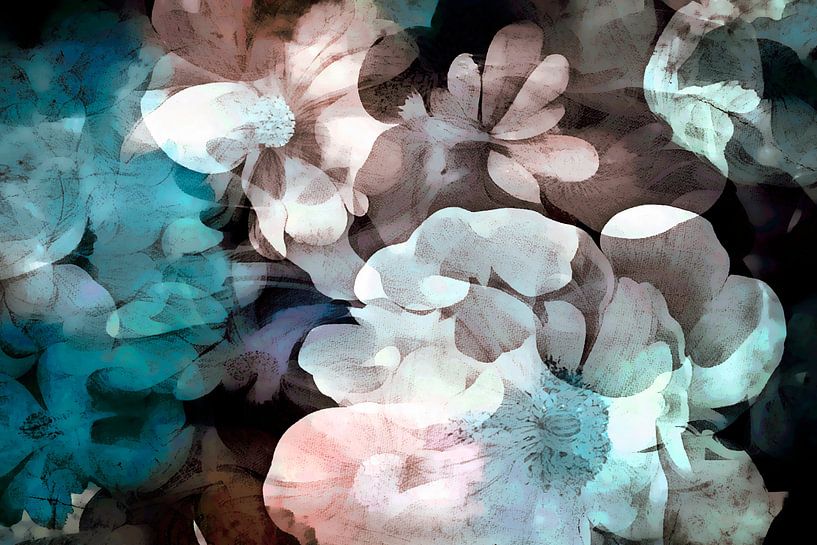 Antique flower meditation in contemporary colours by Mad Dog Art