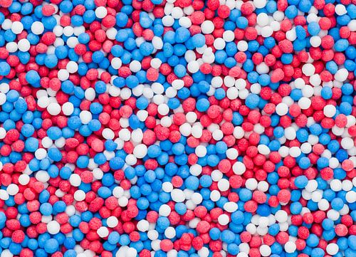 Red white and blue coloured sprinkles