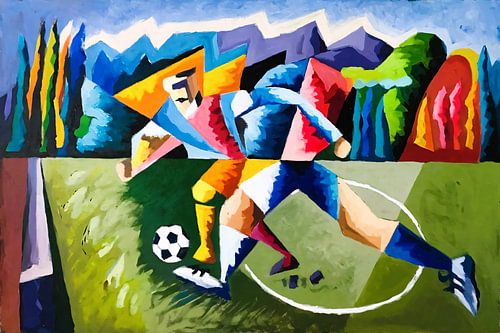 Kubistisch abstract voetbalschilderij