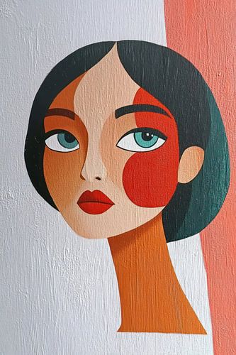 abstract portret van vrouw met donker haar