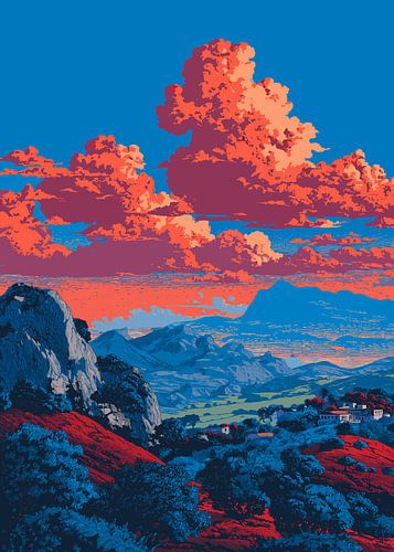 Paysage de montagne avec des nuages spectaculaires