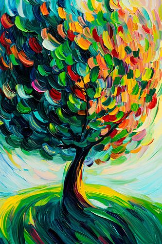 Kleurrijke abstracte boom in beweging