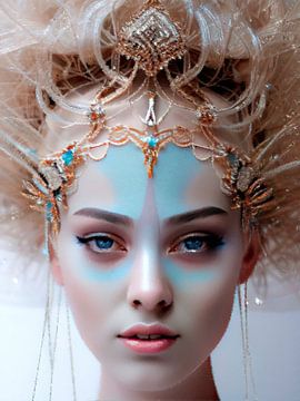 Porträt eines schönen Mädchens mit einem schönen Ornament im Haar von Olga Sosova