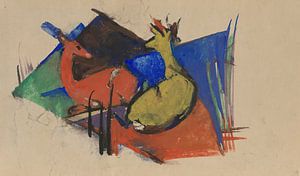 Deux cerfs couchés (1912) de Franz Marc