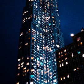 New York skyscraper at night by MICHEL WETTSTEIN