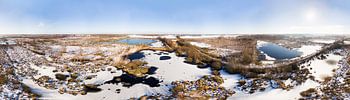 Haaksbergerveen im Schnee, in 360° aus der Luft