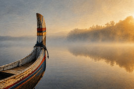 Balinesisches Jukung-Boot (Nahaufnahme eines Jukung-Boots) von Vínculae