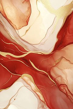 Rood en goud abstract ontwerp van Art & Soul Creations