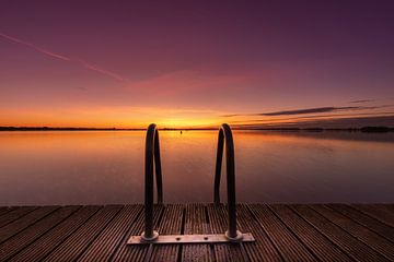 Swim ladder on dock at sunset by KB Design & Photography (Karen Brouwer)