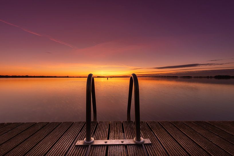 Swim ladder on dock at sunset by KB Design & Photography (Karen Brouwer)