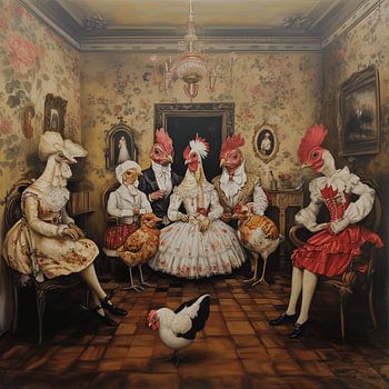 “Ons Kippenhok” Collage art : Een Ode aan Nostalgie en Luxe”