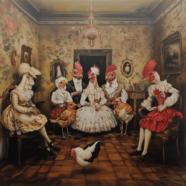 "Our Chicken Coop" Collage art : An Ode to Nostalgia and Luxury" by Exclusief Werk Aan de Muur