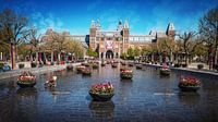 Tulpen vor dem Rijksmuseum in Amsterdam Museumplein von Bart Ros Miniaturansicht